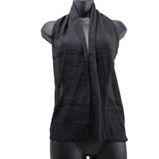 Unbranded Scarf Black Sheer Small Fringe 10/52"