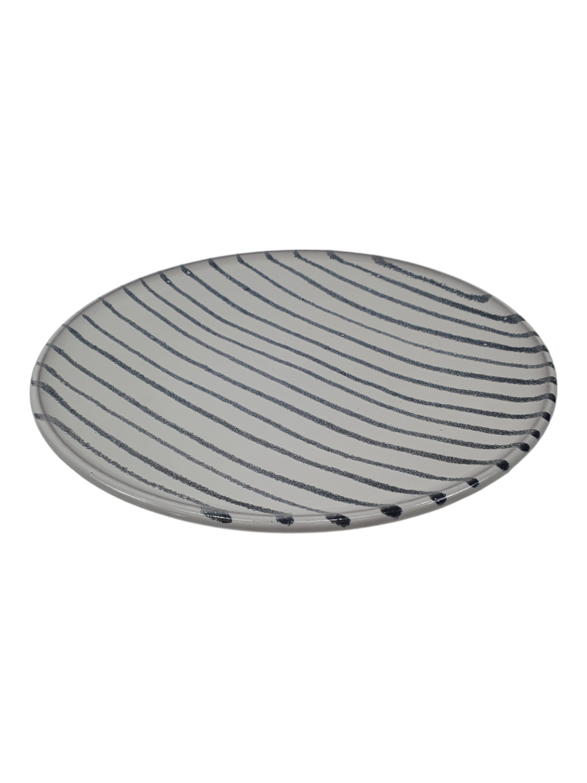 H&M Home Teller 21,5cm aus Terrakotta mit Streifen Muster Dessertteller