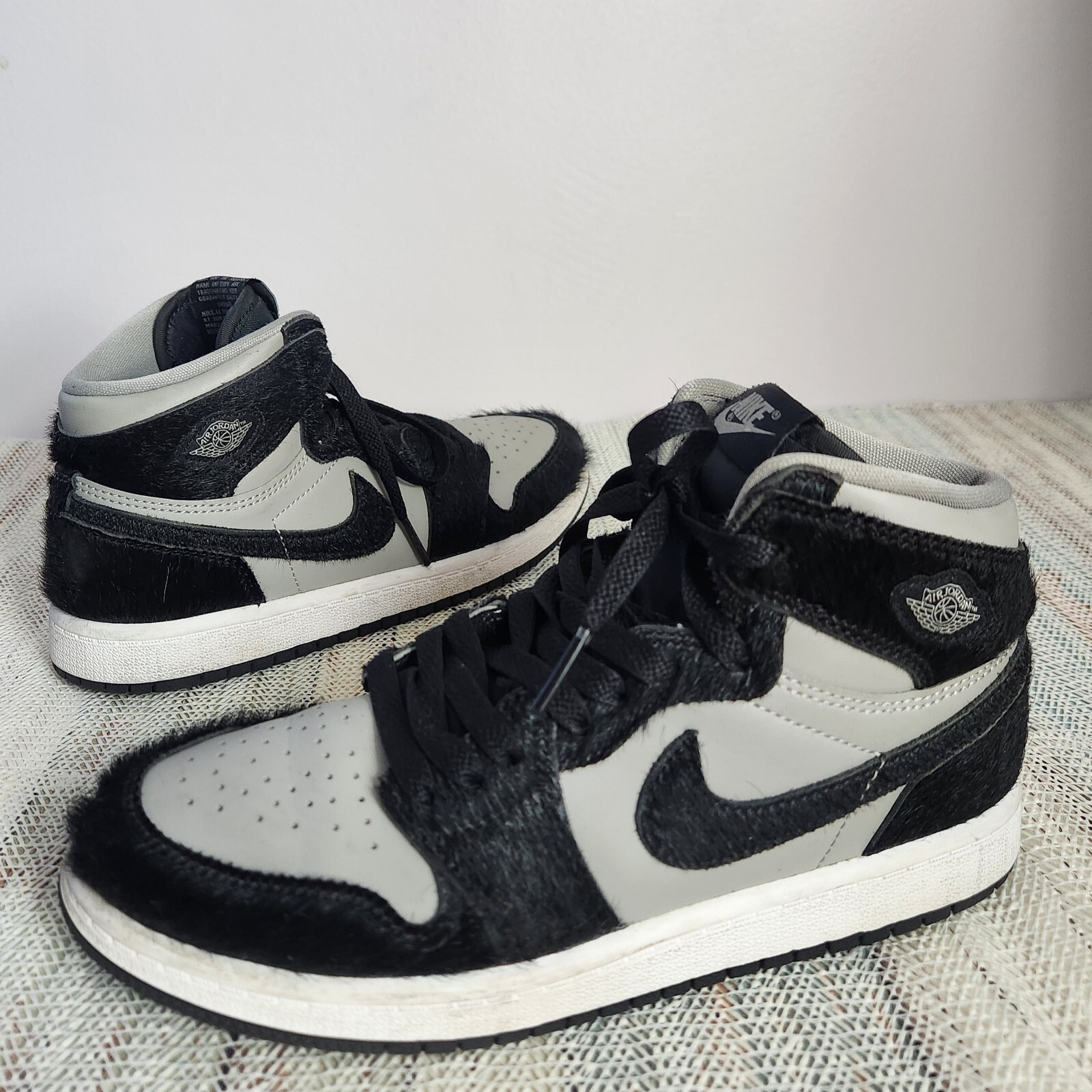 PONY Jordan 1 Retro High OG Twist 2.0 Sneakers Med Grigio Nero Bianco Bambini Taglia 3Y