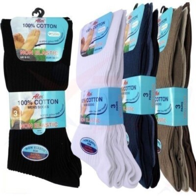 3 Paar Big Foot extra breite bequeme Passform nicht elastische Diabetikersocken für Herren 11-14