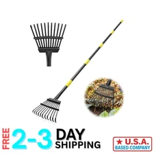 Durable Leaf Rake 8.5" for Garden - Adjustable Handle & Quick Tool-Free Assembly