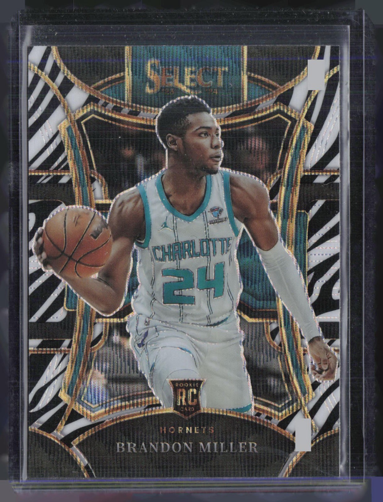 2023 Panini Select Mezzanine Level Zebra Prizm #332 Brandon Miller RC Rookie