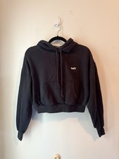 Levis Black Crop Hoodie Chest Logo Womans Medium Drawstring