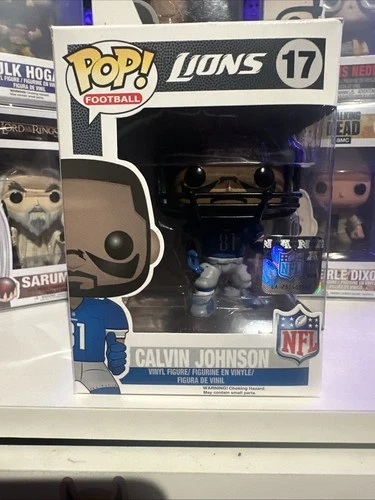 Funko Pop! NFL Calvin Johnson Detroit Lions #17 - W/ Protector 🤯 HTF!