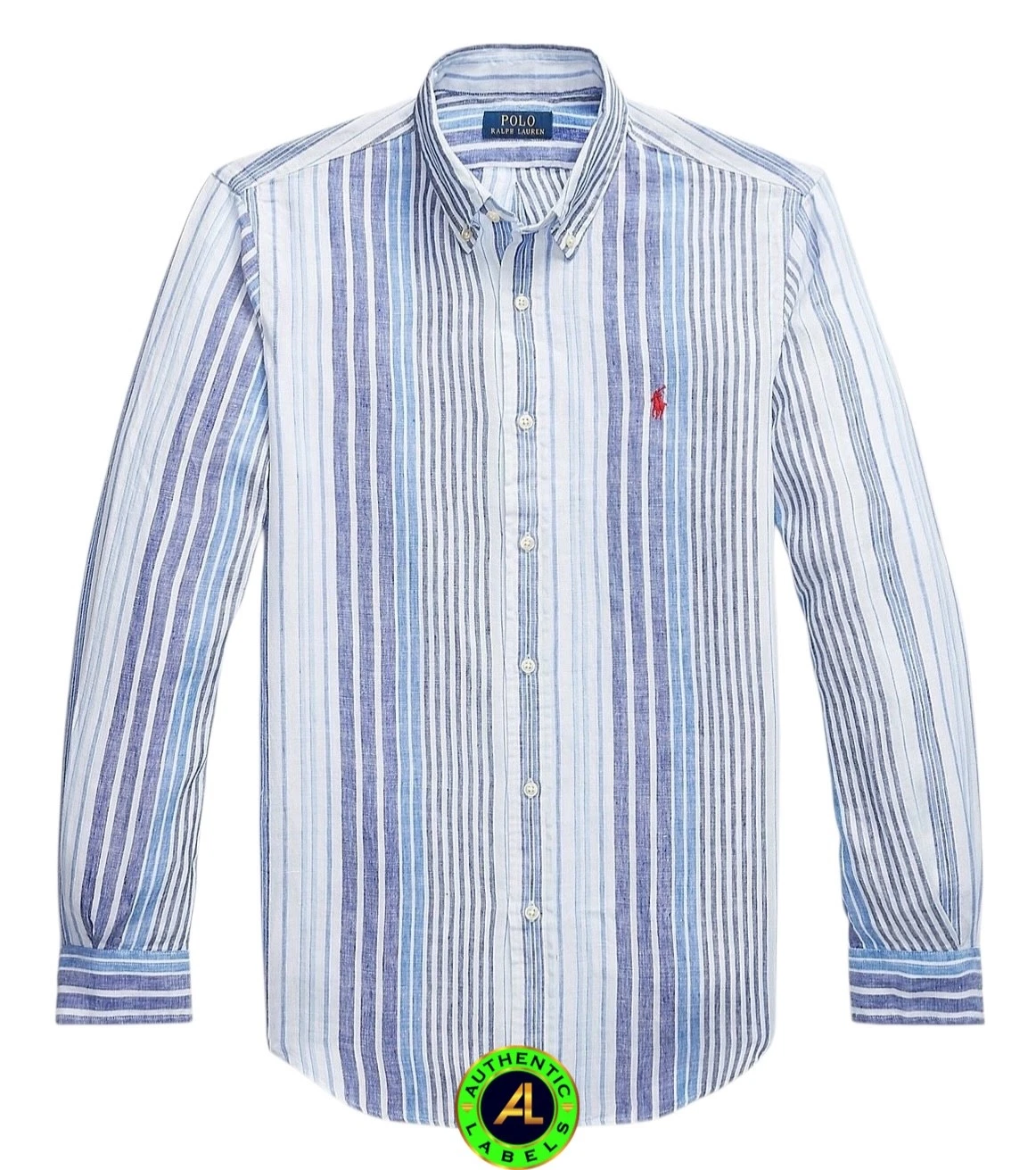 Polo Ralph Lauren Classic Fit Blue Stripe Linen Shirt RRP £175