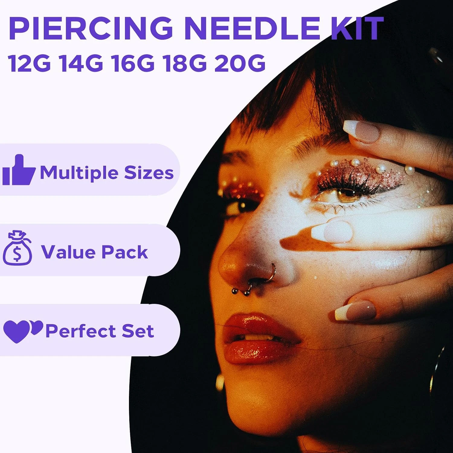 Piercing Kit 44Pcs -  Piercing Needle Kit with 20G 18G 16G 14G 12G image 2