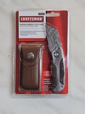 Craftsman 94845 Folding Lockback Utility Knife Wooden Handle Sheath
