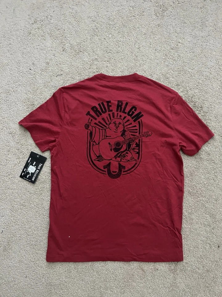 True Religion Jeans Men Lullaby Crew Neck T-Shirt Red Size L - Image 3 of 3