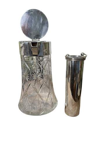 Antique Hollandia Plate Cut Crystal Carafe Jug, Rare Silver Plated Ice Insert - Picture 8 of 23