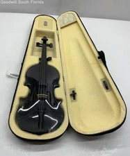 Mendini By Cecilio Black Right-Handed 4 String Acoustic Violin In Carrying Case