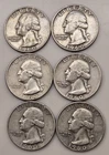 six 1960 D WASHINGTON QUARTERS 25C (#310) Denver, circulated, ungraded