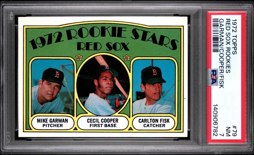 1972 Topps #79 Red Sox Rookies Carlton Fisk RC Rookie PSA 7 NM Baseball Card