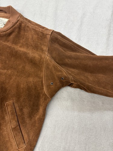 Vintage Banana Republic Brown Tan Suede Leather Jacket Mens Bomber size Small - Picture 2 of 7