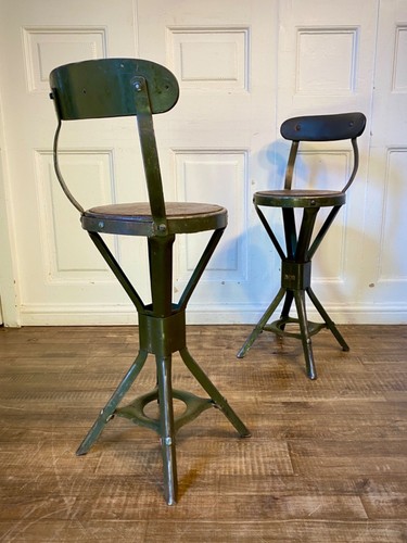 1 of 2 Vintage EVERTAUT Machinist Factory Work Bar Stool Industrial Chair - Picture 3 of 11
