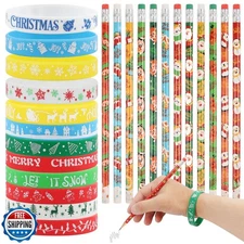 LOAVER 48 Pack Christmas Pencils Set,24 Pcs Christmas Pencils and