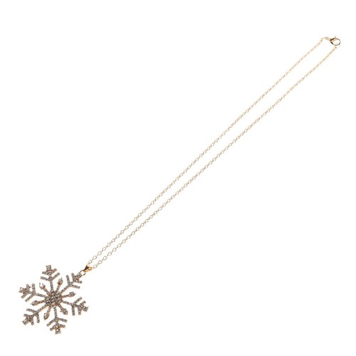 Broche Pendentif Flocon De Neige En Strass Étincelant - Bijou Vintage Alliage Argenté - Occasion