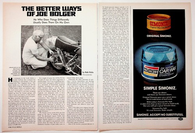 #ad #ad Joe Bolger Motorcycle Suspension Article Magazine Pages 1978 Simoniz Gunk Ads $13.50