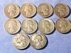 Lot of 10 - Washington Silver Quarters Circulated -  1941-1964 - P&D   A85