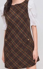 Cider Tartan Plaid Pinafore Mini Dress Twee Preppy Schoolgirl Size M Academia