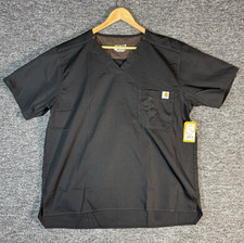 Carhartt Ripstop Men  s LG Black Scrub Top Workwear Chest Pocket C15108 Bi-Swing