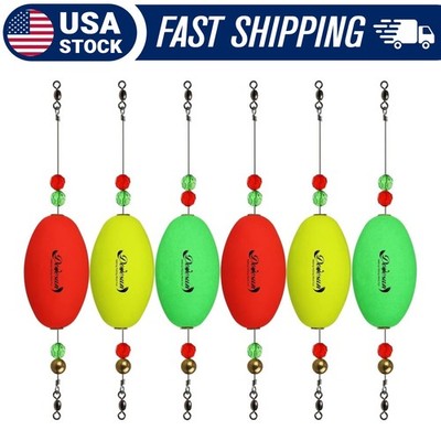 Dovesun 6PCS Fishing Bobbers - Oval Popping Cork Floats for Saltwater Freshwater