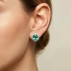 Mint Green Paraiba Tourmaline 11.90Ct 925 Sterling Silver Handmade Halo Earrings