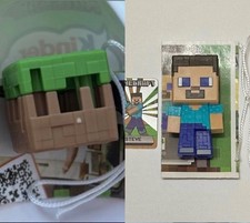 2 Kinder Joy Minecraft Figures – Steve and Grass Block