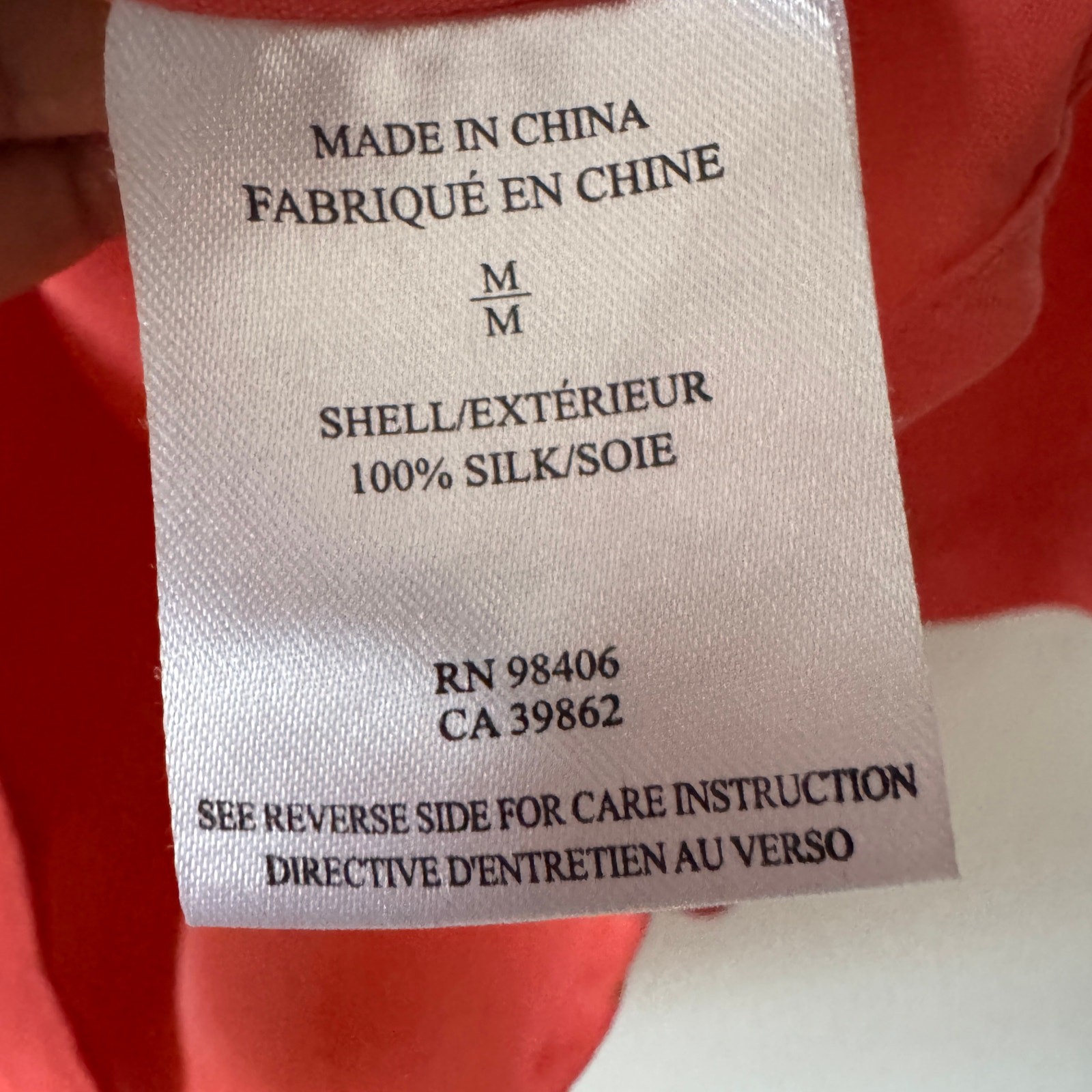 Theory Shirt Womens Medium Peach 100% Silk Henley Button Career Business Work