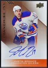 2013-14 UD Edmonton Oilers Collection Franchise Ink Justin Schultz Auto 0695