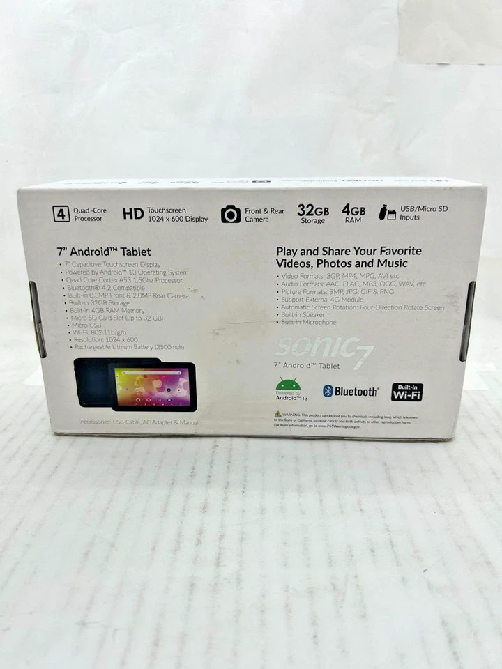 SuperSonic Sonic 7 7" Android Tablet 32GB Black - Image 2 of 3