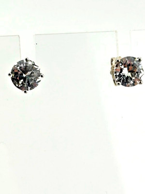 SUN 925 STERLING SILVER 7MM ROUND WHITE SAPPHIRE STUD EARRINGS WEDDING 4090