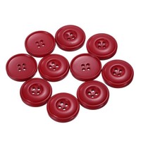 NäHknöPfe, 25 Mm, Kunstharz, Rund, Flach, 4 LöCher, Diy-BastelknöPfe, Rot, 10X