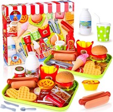 Zomiboo Pretend Food Toy Set for Kid Kitchen, Fake Food Plastic Burgers Sandwich