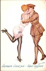 r36 art Xavier Sager humor WW1 war sexy woman original old 1910s French postcard