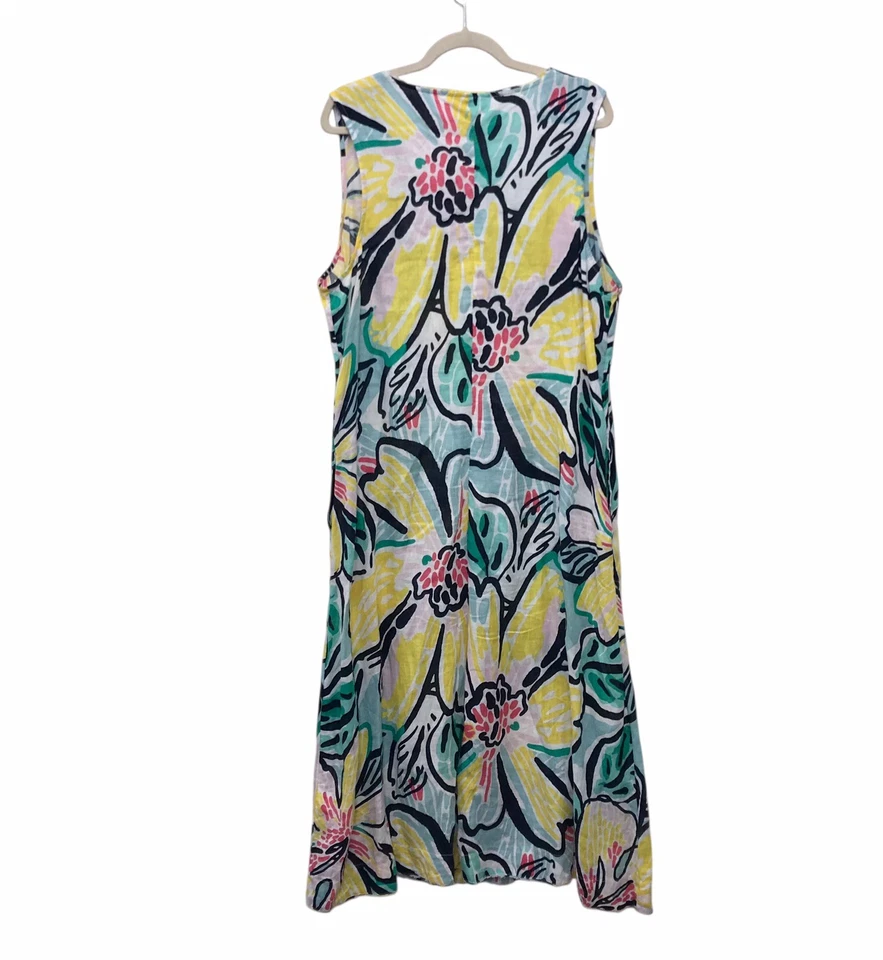 Charter Club 100% Linen Floral Midi Dress Sleeveless Lightweight Shift Sz 3X - Image 4 of 4