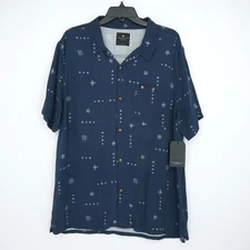 Junk Food Clothing Short-Sleeve Shirt L Blue White Geometric NWT