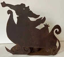 ORSKOV Santa Sleigh Silhouette Metal Candleholder Rustic Primitive Folk Decor