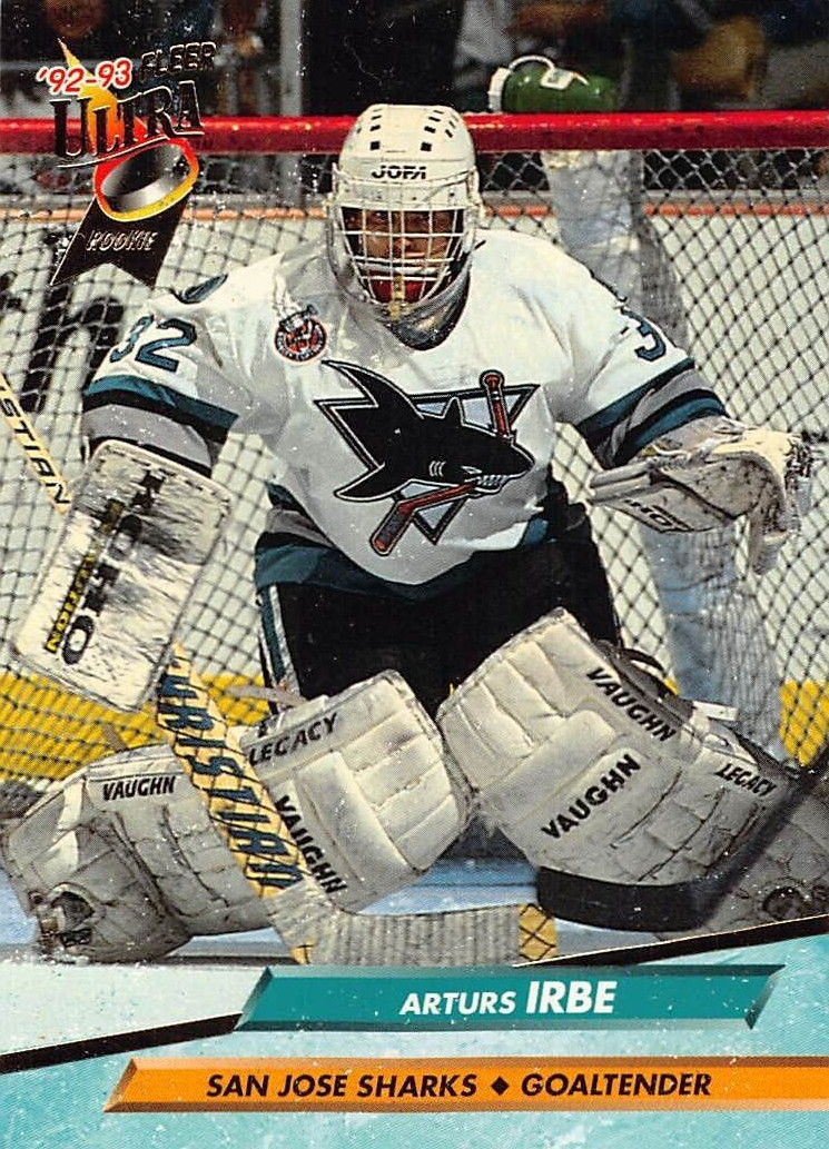 1992-93 Fleer Ultra Hockey Arturs Irbe RC #401 NM/MT SAN JOSE SHARKS