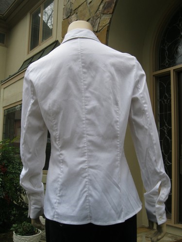MAGASCHONI White Cotton Blend Dress Covered Placket Blouse Shirt Top Size 8, EUC - Picture 4 of 7