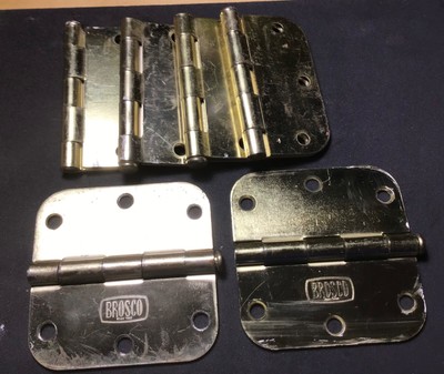 BROSCO'' 3 1/2'' x 3 1/2'' HIGH POLISH BRAS FINISH HINGES 5/8'' RADIUS (6) Free Ship