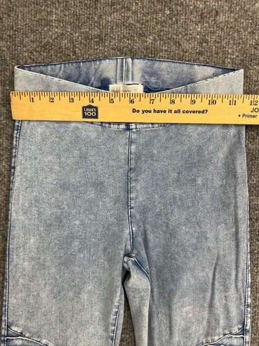 H&M Jeggings Youth 12-13 Blue Acid Wash Denim Look Moto Skinny Pull On Pants - Picture 3 of 7