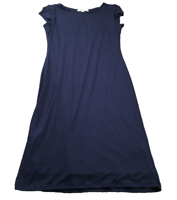 Velvet Torch Womens Dress Sz L Navy Round Neck Short Cap Sleeve