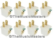 (8) White GROUNDING ADAPTERS Electrical Wall Plug 3 Prong Socket 2 Prong Plug 