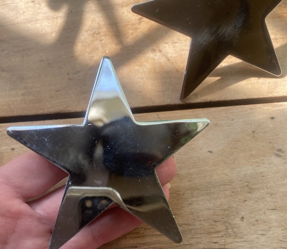 2 Vintage Chrome Custom Car Accessory Star Emblems Badge Ratios Sled