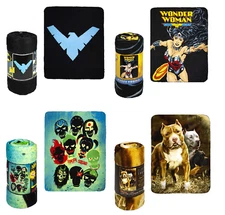 Marvel DC Batman Flash Superman Wonder Woman Monroe Pitbull Fleece Blanket