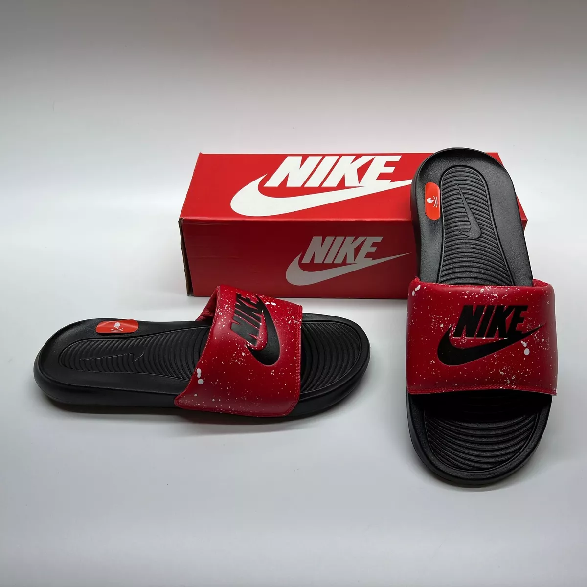 Nike, Shoes, Nike Red And White Slides