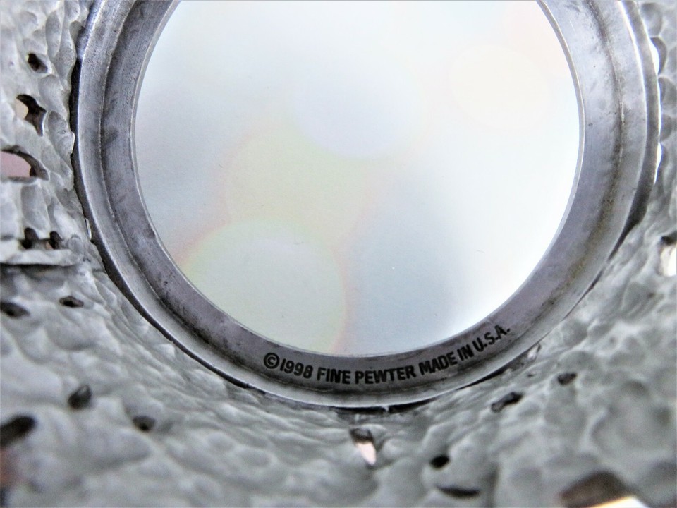 Scents & Accents Pewter Candle Holder Sunflower Garden 1998 Frosted