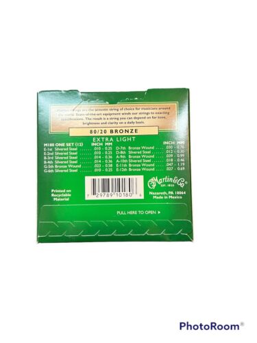 MARTIN BRONZE Acoustic Guitar Strings 12 STG. EXT.LT. New In Box - Picture 2 of 2