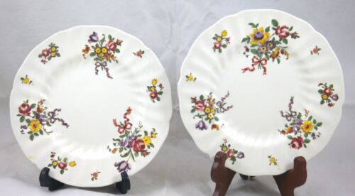 2 Royal Doulton OLD LEEDS SPRAY Swirl Rim: #D-6203 Salad Plate 7 1/8" 1912-1956 - Picture 1 of 5