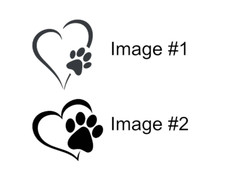 HEART PAWPRINT LOVE PETS ANIMALS VINYL DECAL STICKER 4" x 3.5" MANY COLORS